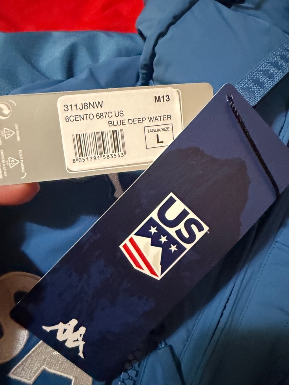 Kappa Team Ski Puffer Jacket in Light Blue with Sponsor Logos - Picture 3 of 6